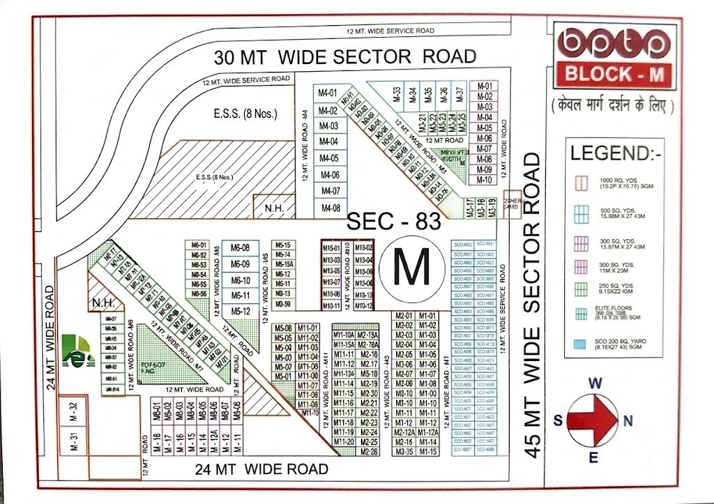 BPTP M Block Plot Sector 83 Layout Map